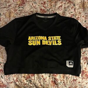 Adidas Black Crop Top with Yellow Arizona State Sun Devils Logo